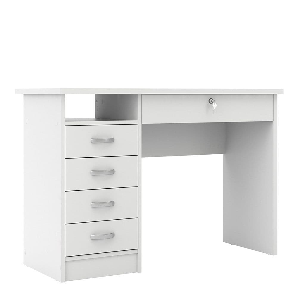 Business Plus Desk 5 Drawers in White